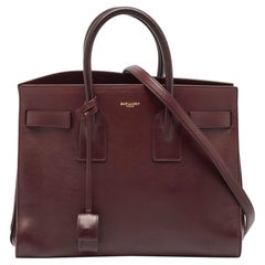 Saint Laurent Burgundy Leather Small Classic Sac De Jour Tote