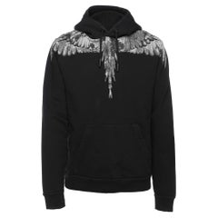 Marcelo Burlon Black Wings Printed Cotton Knit Hoodie S