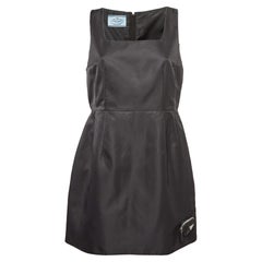 Prada Black Nylon Triangular Pouch Detail Mini Dress S