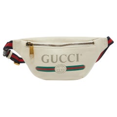 Gucci Off White Leather Logo Web Belt Bag