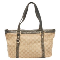 Gucci Beige/Metallic GG Canvas and Leather Abbey D-Ring Tote