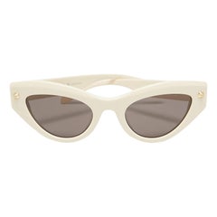 Alexander McQueen Cream/Black Spike Stud Cat Eye Sunglasses