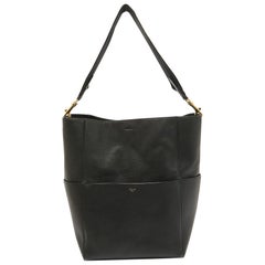 Celine Black Leather Sangle Bucket Bag