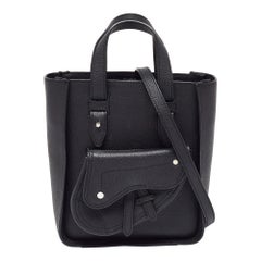 Dior Black Leather Saddle Tote