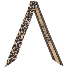 Dior Beige/Black Leopard Print Silk Mizza Mitzah Scarf