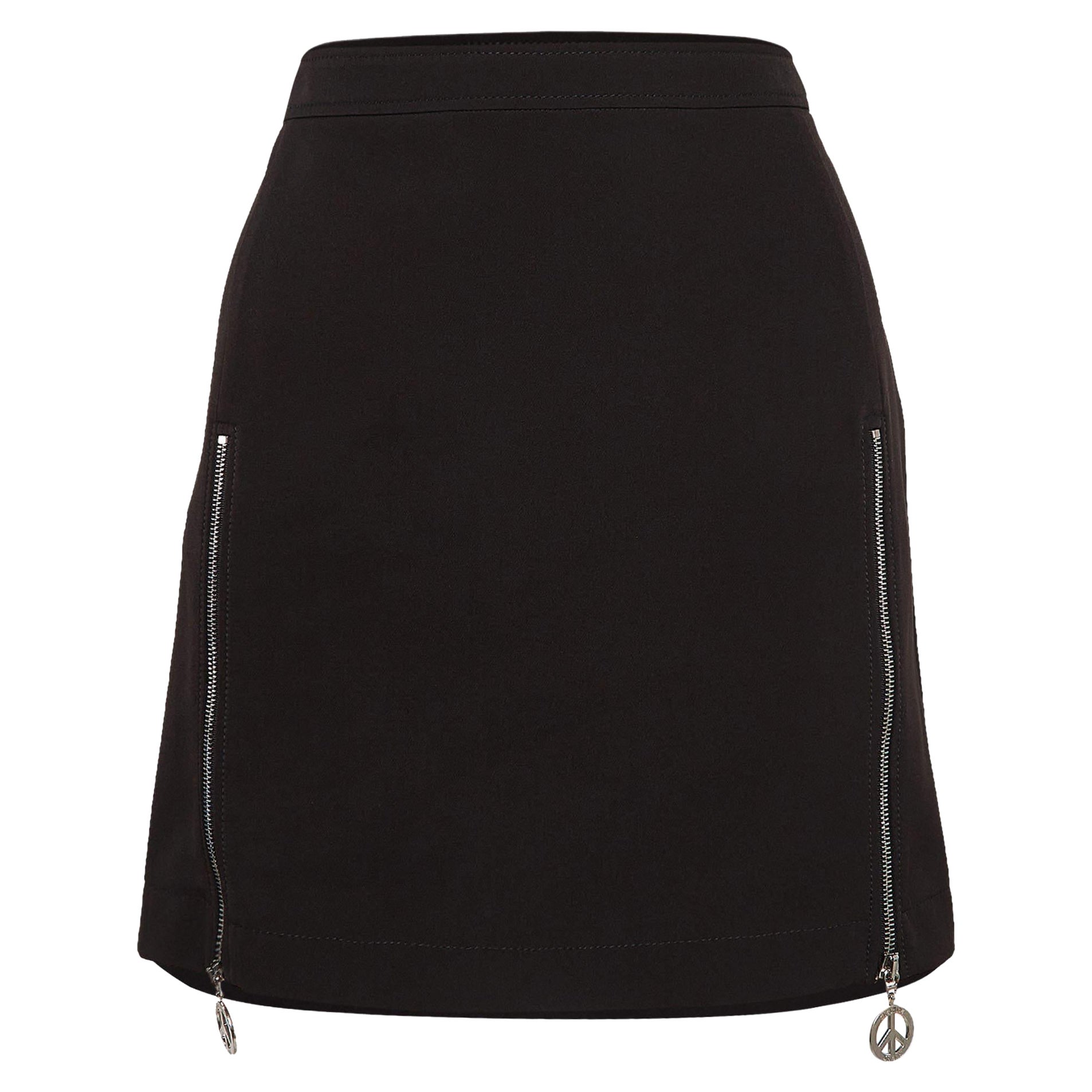 Moschino Jeans M05CHIN0 Black Stretch Crepe Zipper Detail Mini Skirt S