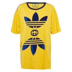 Gucci x adidas Camiseta oversize de algodón estampada amarilla L