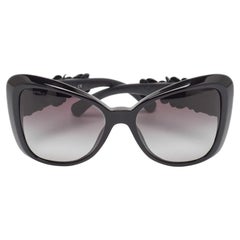 Chanel Black Gradient 5317-G CC Camellia Butterfly Sunglasses