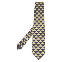 Versace Vintage Yellow/Blue Triangle Medusa Pattern Silk Tie