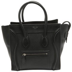 Celine Black Leather Micro Luggage Tote