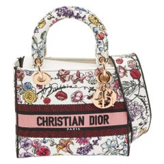 Dior Multicolor Floral Embroidered Canvas Medium Lady D-Lite Tote