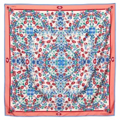 Sciarpa in seta con stampa Tutti Frutti rosa/blu di Cartier