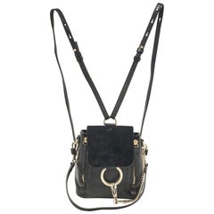 Chloe Black Leather and Suede Mini Faye Daye Backpack