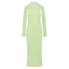 Jacquemus Verde Estampado A Cuadros Jersey La Robe Nodi Vestido Midi M