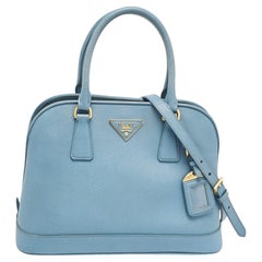 Prada Blue Saffiano Lux Leather Medium Promenade Bag