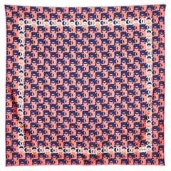 Chanel Pink/Blue CC Print Silk Square Scarf