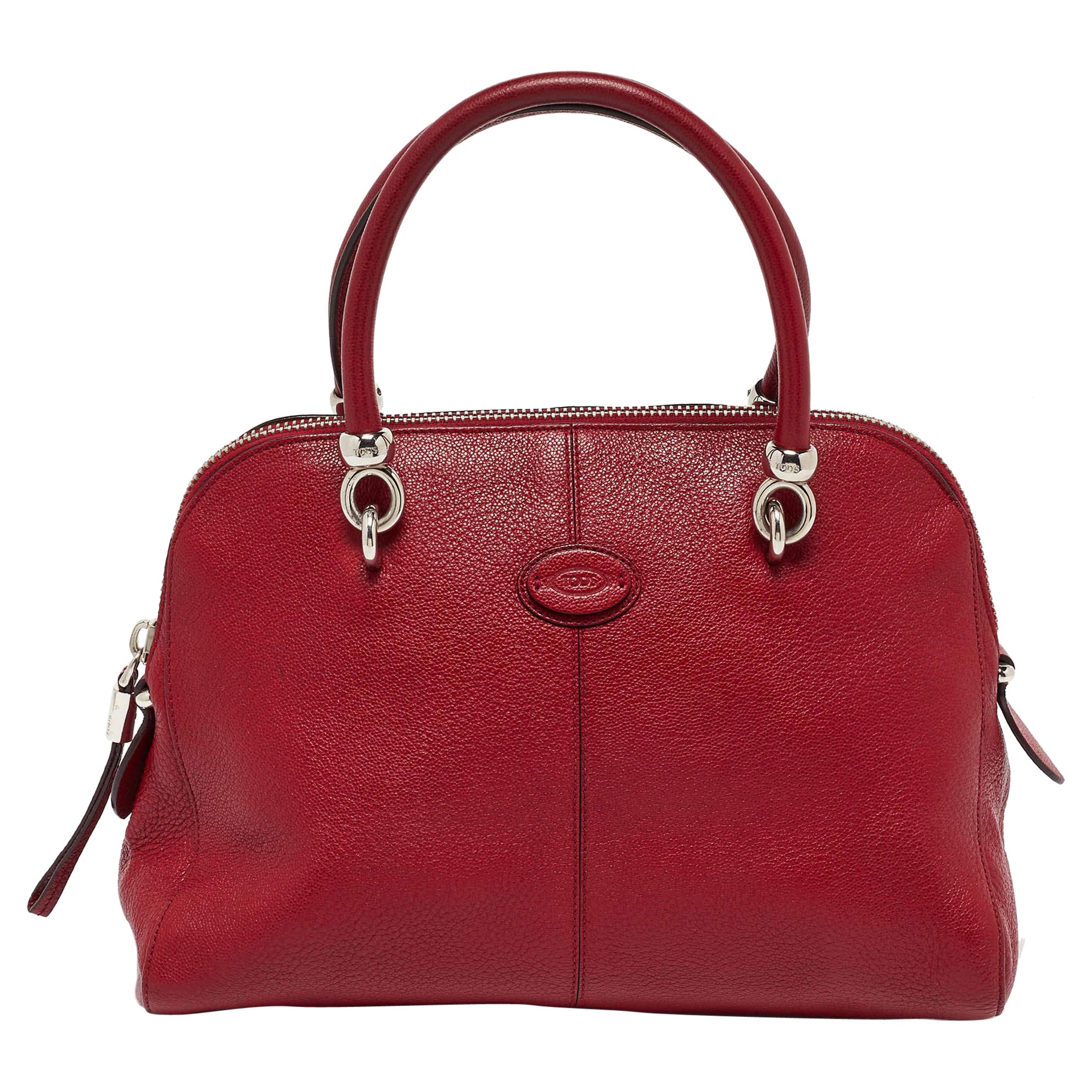 Tod's Bolso bombín Sella de piel rojo en venta