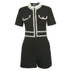 Sandro Schwarzer Spitzenbesatz Tweed Ariela Playsuit S