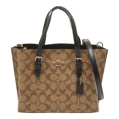 Tote Molly 25 in pelle e tela Coates firmata Coach Beige/Nero