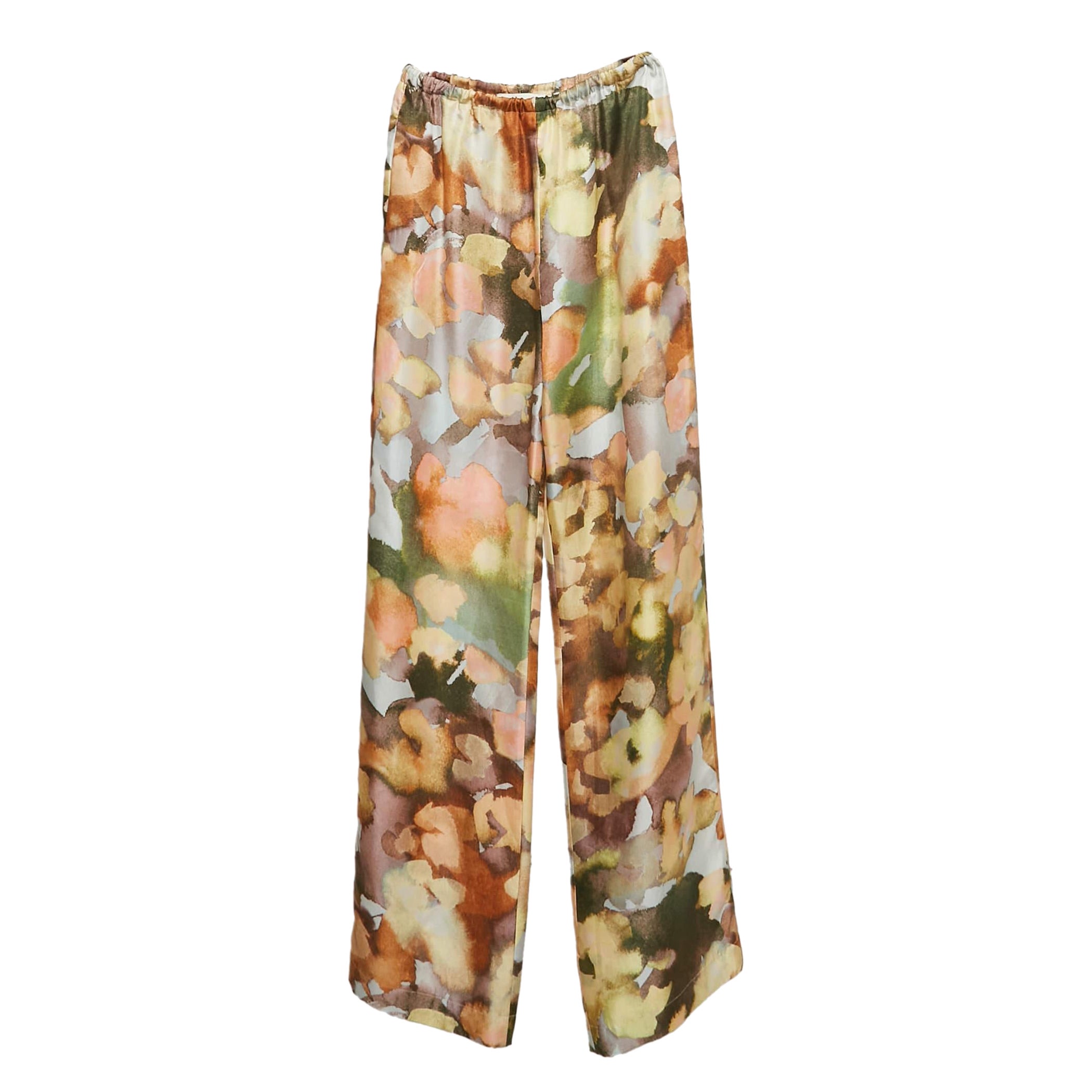 Pantalon Nanushka en soie imprimé aquarelle multicolore XS