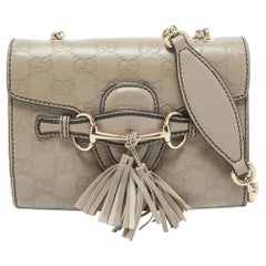 Gucci Grey Microguccissima Leather Mini Emily Chain Crossbody Bag