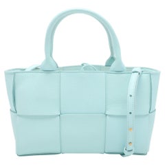 Bottega Veneta Blue Intrecciato Leather Mini Arco Tote