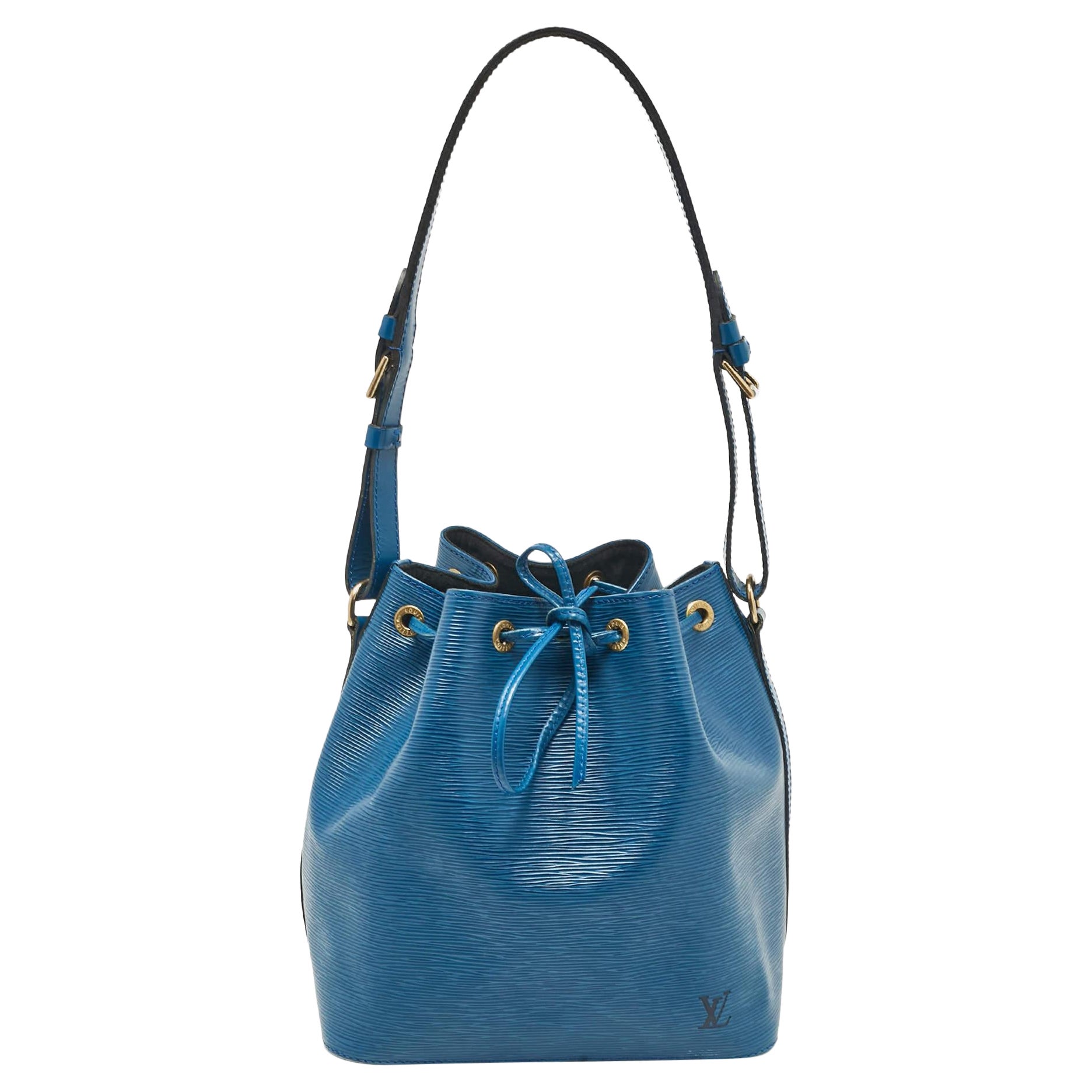 Louis Vuitton Blue Toledo Epi Leather Petit Noe Bag For Sale