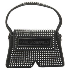 Karl Lagerfeld Black Suede Nano Crystals Ikon/K Bag