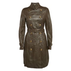 Burberry - Trench doppiopetto in pelle marrone - S