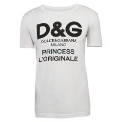 Dolce & Gabbana White Logo Print Jersey Crew Neck T-Shirt M