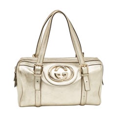 Gucci Gold Leather Britt Boston Bag