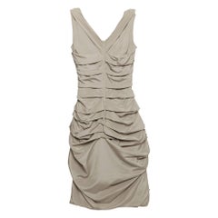 Dolce & Gabbana Grey Silk Ruched Mini Dress S