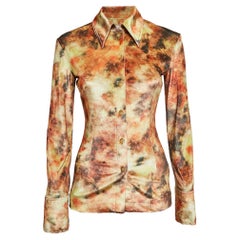 Nanushka Camicia in velluto elasticizzato con stampa floreale arancione XS