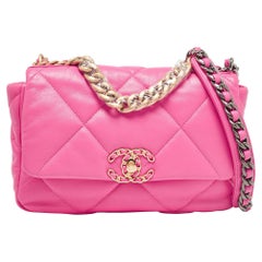 Chanel Pink Quilted Leather Small 19 Flap Bag