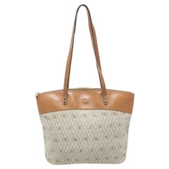 Dior Beige/Brown Honeycomb Coated Canvas and Leather Vintage Tote