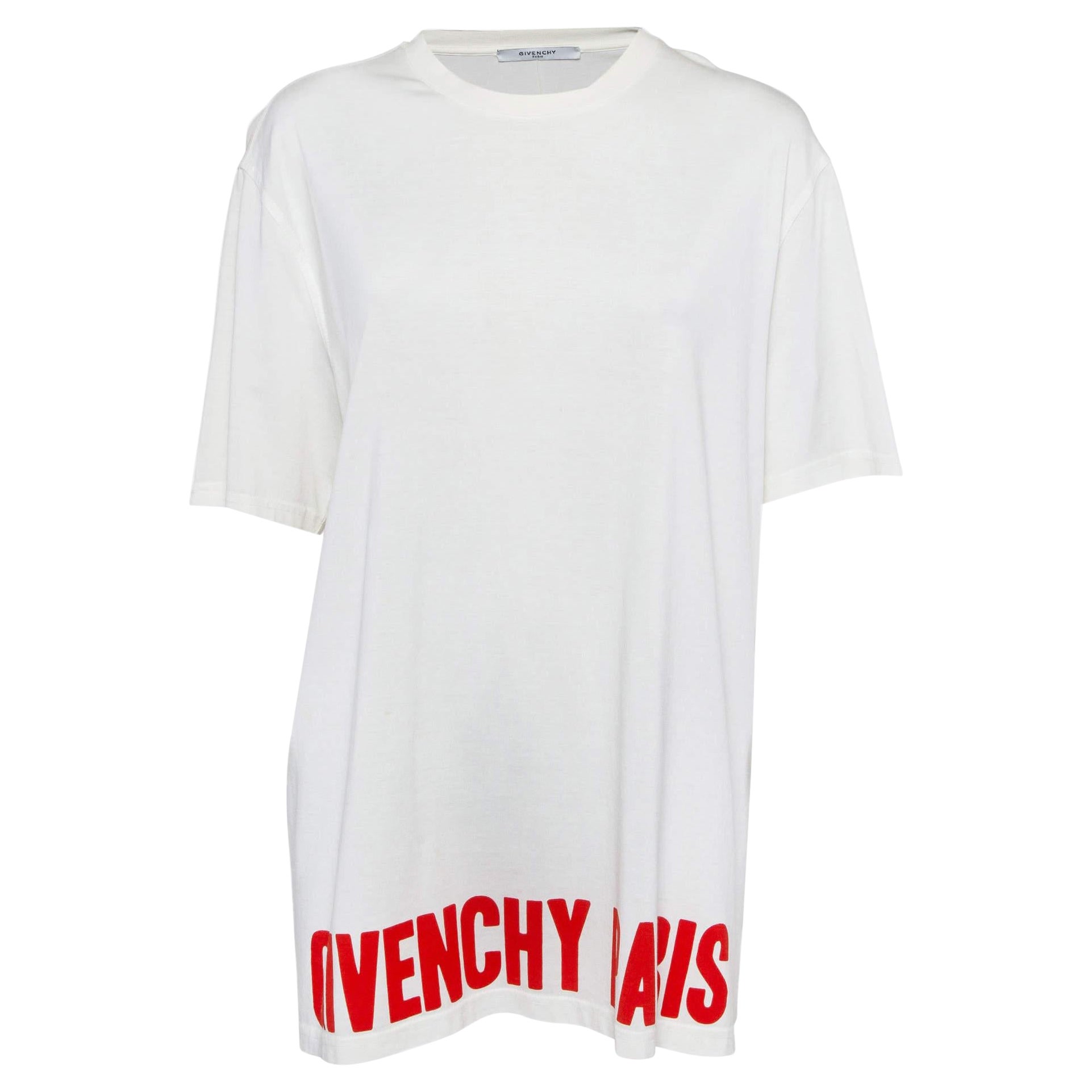 Givenchy White Logo Print Jersey T-Shirt M For Sale