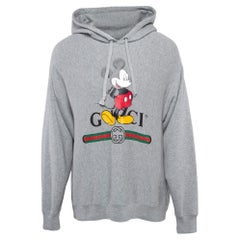 Gucci X Disney Grey Mickey Mouse Print Cotton Knit Hoodie L