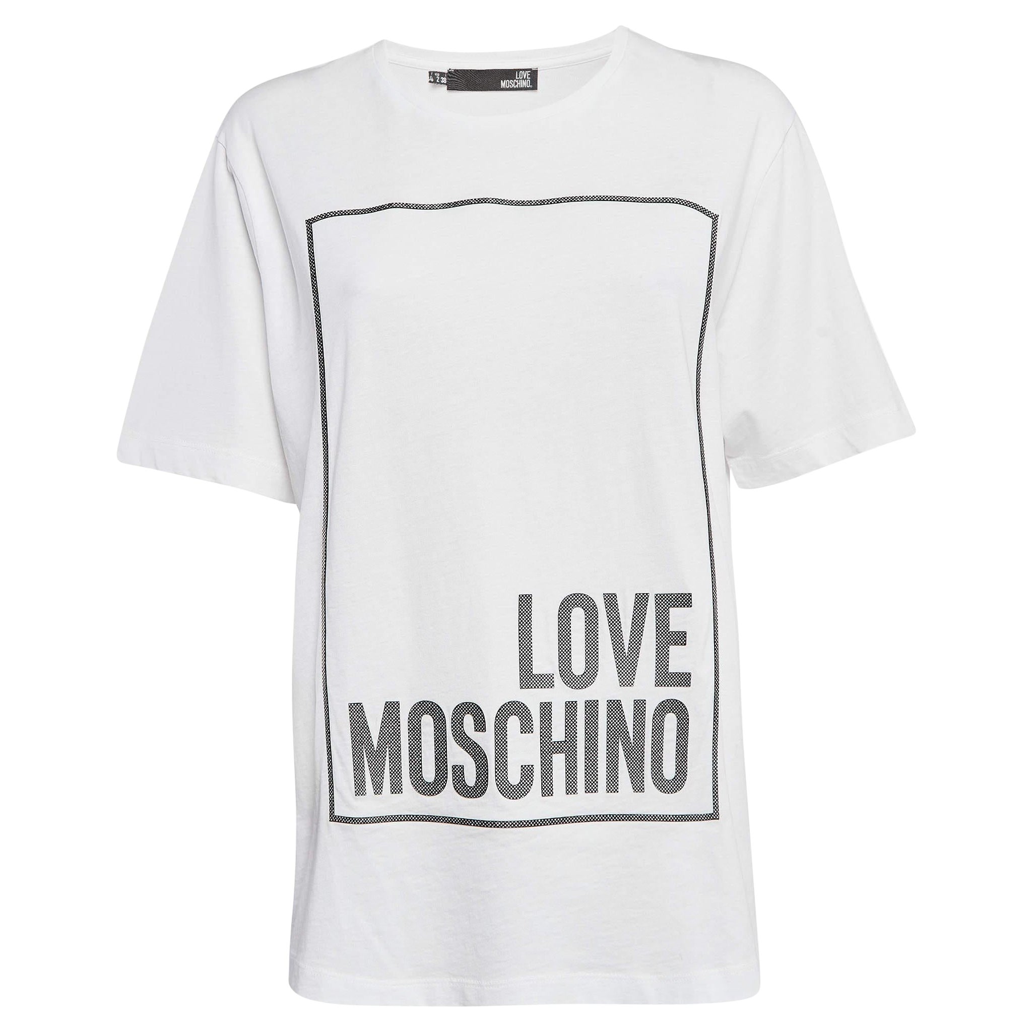 Love Moschino  Camiseta de punto blanca con estampado metalizado S