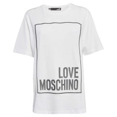 Love Moschino  White Metallic Print Jersey T-Shirt S