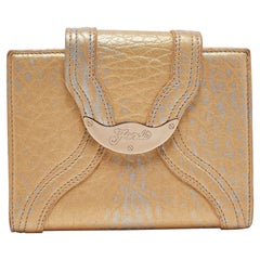 Fendi Gold Textured Leather Agenda Flap Cover