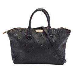 Burberry Black Check Embossed Leather Dewsbury Tote