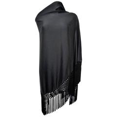 Vintage black fringed shawl 5
