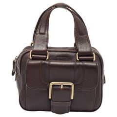 Burberry Choco Brown Leather Buckle Satchel