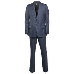 Dior Homme Navy Blue Gabardine Single Breasted Pants Suit XL