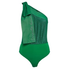 Elisabetta Franchi Greene & Greene Greene & Greene in maglia lurex, body monospalla con dettaglio a fiocco M. I.