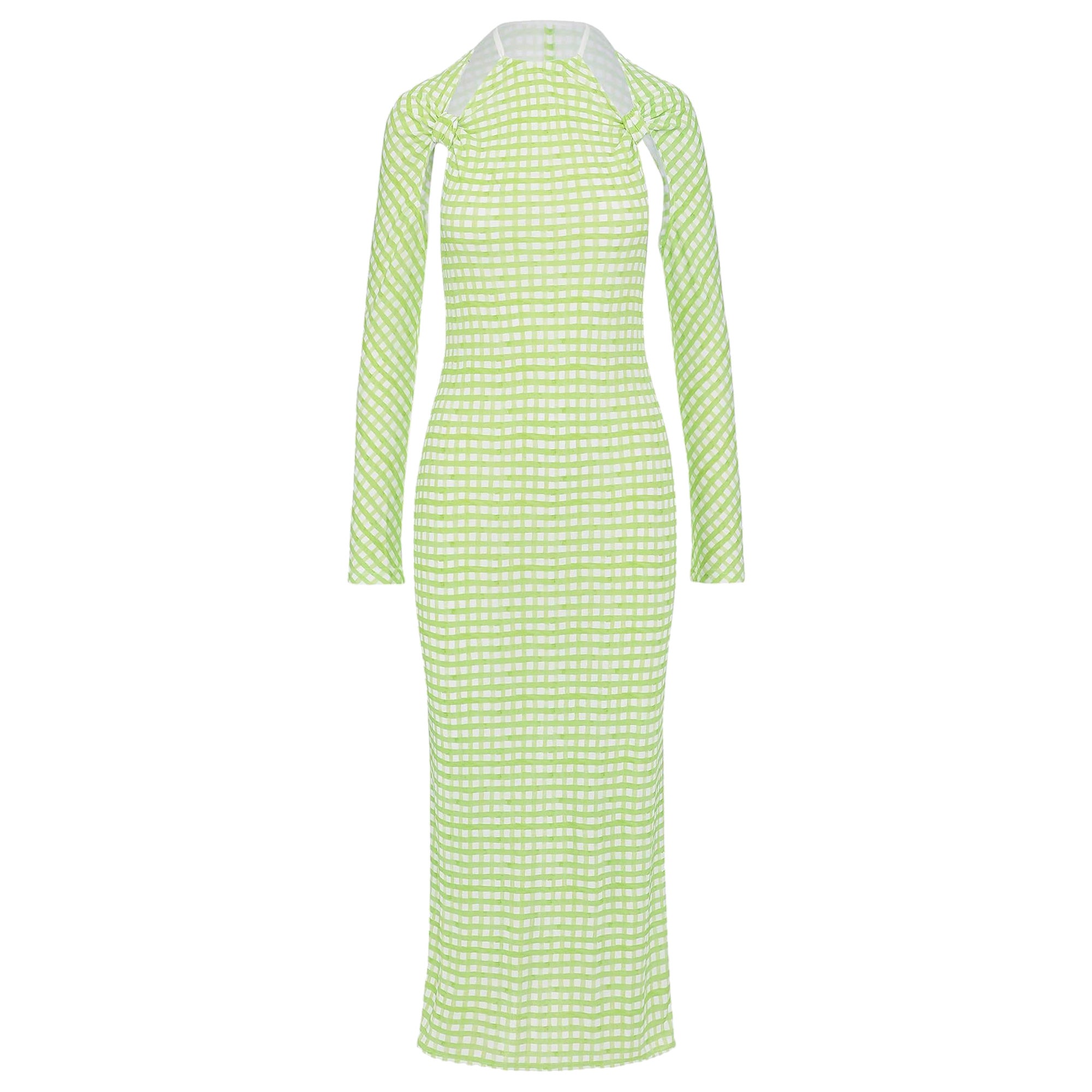 Jacquemus Greene & Greene Jersey con stampa a scacchi La Robe Nodi Midi Dress M.