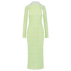 Jacquemus Green Checkered Print Jersey La Robe Nodi Midi Dress M