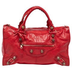 Bolso de trabajo GGH de piel roja de Balenciaga
