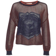 Stella McCartney Marineblauer Patched-Strickpullover mit Blumenmuster S