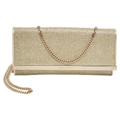 Jimmy Choo Gold Lurex Fabric Milla Chain Clutch